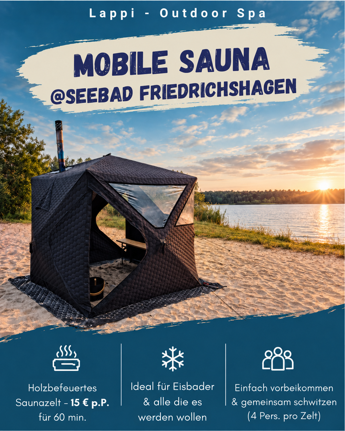 Lappi im Seebad Friedrichshagen: Mobile Sauna, 15 Euro pro Person für 60 Minuten